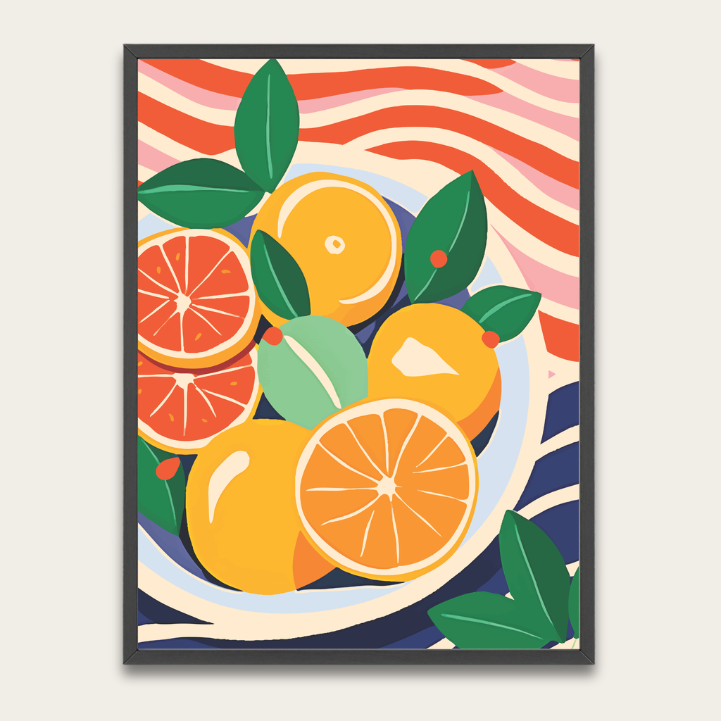 Citrus Pop Framed Poster — Vibrant Orange Fruit Wall Art