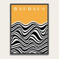 Bauhaus Wave Poster (ingelijst) — Moderne abstracte wanddecoratie met houten lijst