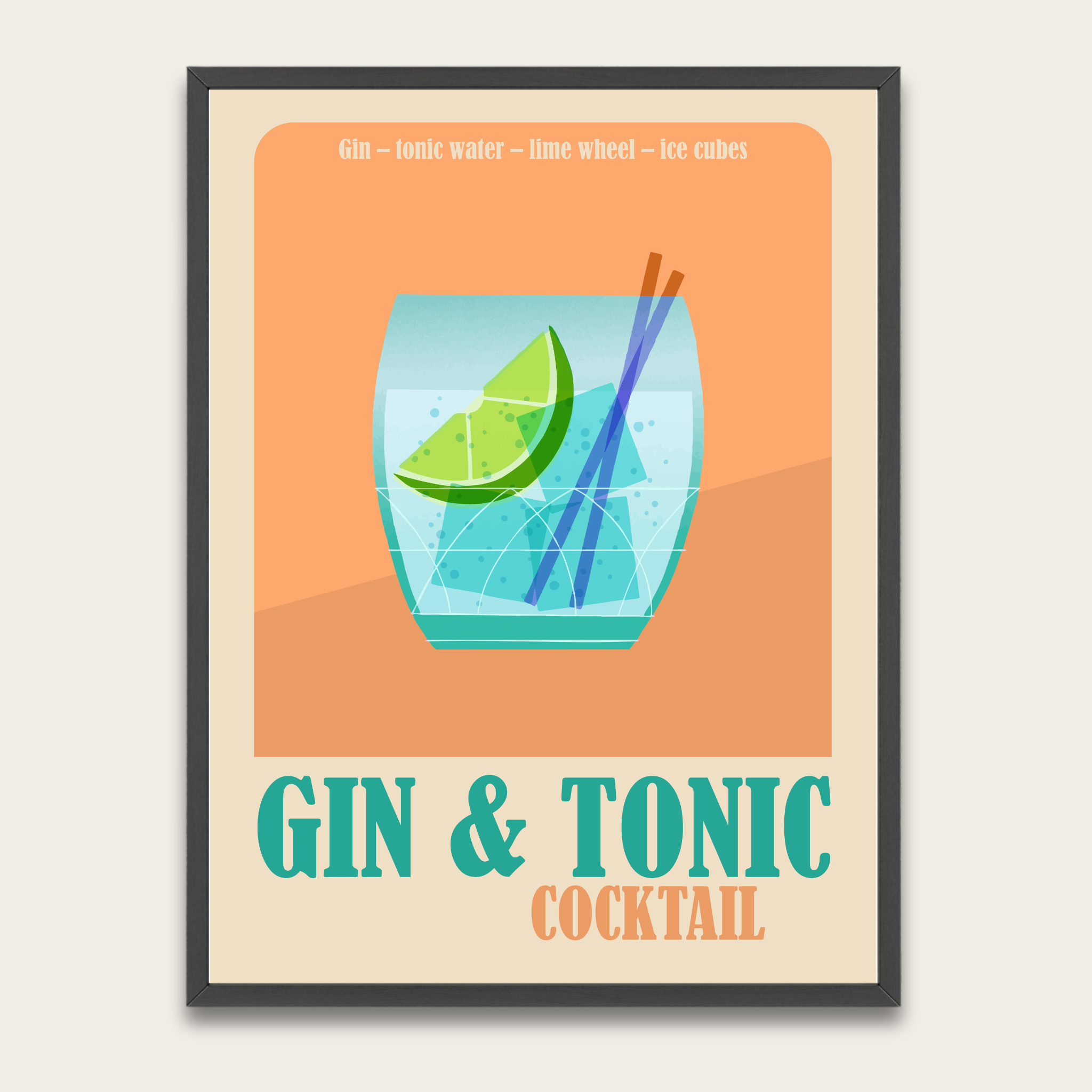 Gin & Tonic Cocktail Poster