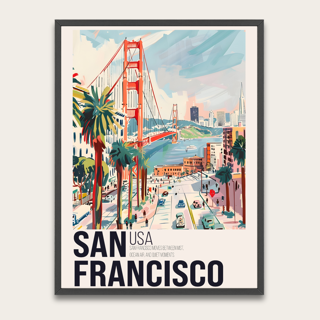 San Francisco Vintage Travel Poster — Framed Wall Art Print