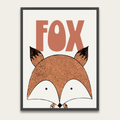 Vos kinderkamerposter met houten frame — Leuke vossen muurdecoratie