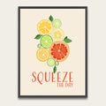 Squeeze the Day Citrus Wall Poster with Wooden Frame