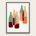 Abstract Bottle Poster with Wooden Frame – Midcentury Modern Wall Art