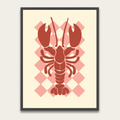 Poster met kreeftmotief en houten lijst — Wanddecoratie voor een keuken in kuststijl