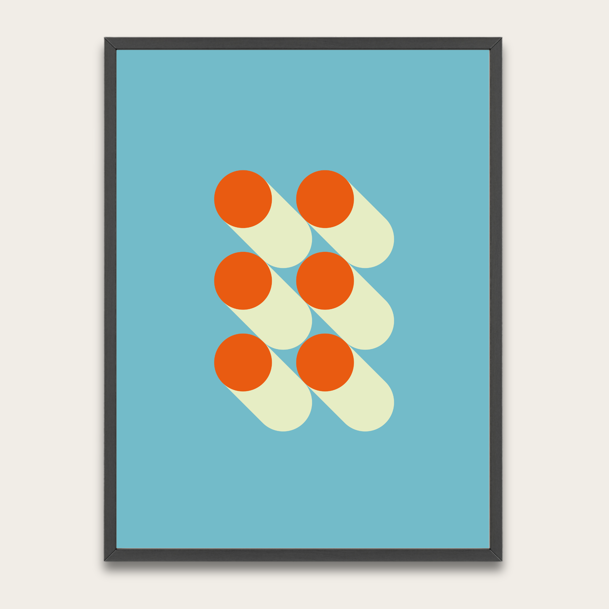 Bauhaus Geometric Poster Frame — Retro Orange & Teal Wall Art