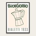 Buongiorno Moka Coffee Poster — Bialetti 1933 Framed Wall Art