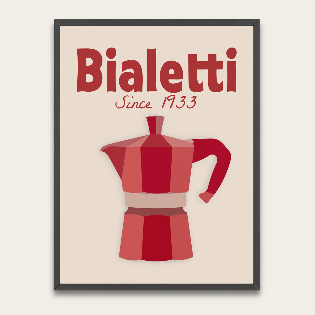 Bialetti Moka Pot Poster — Framed Coffee Kitchen Wall Art
