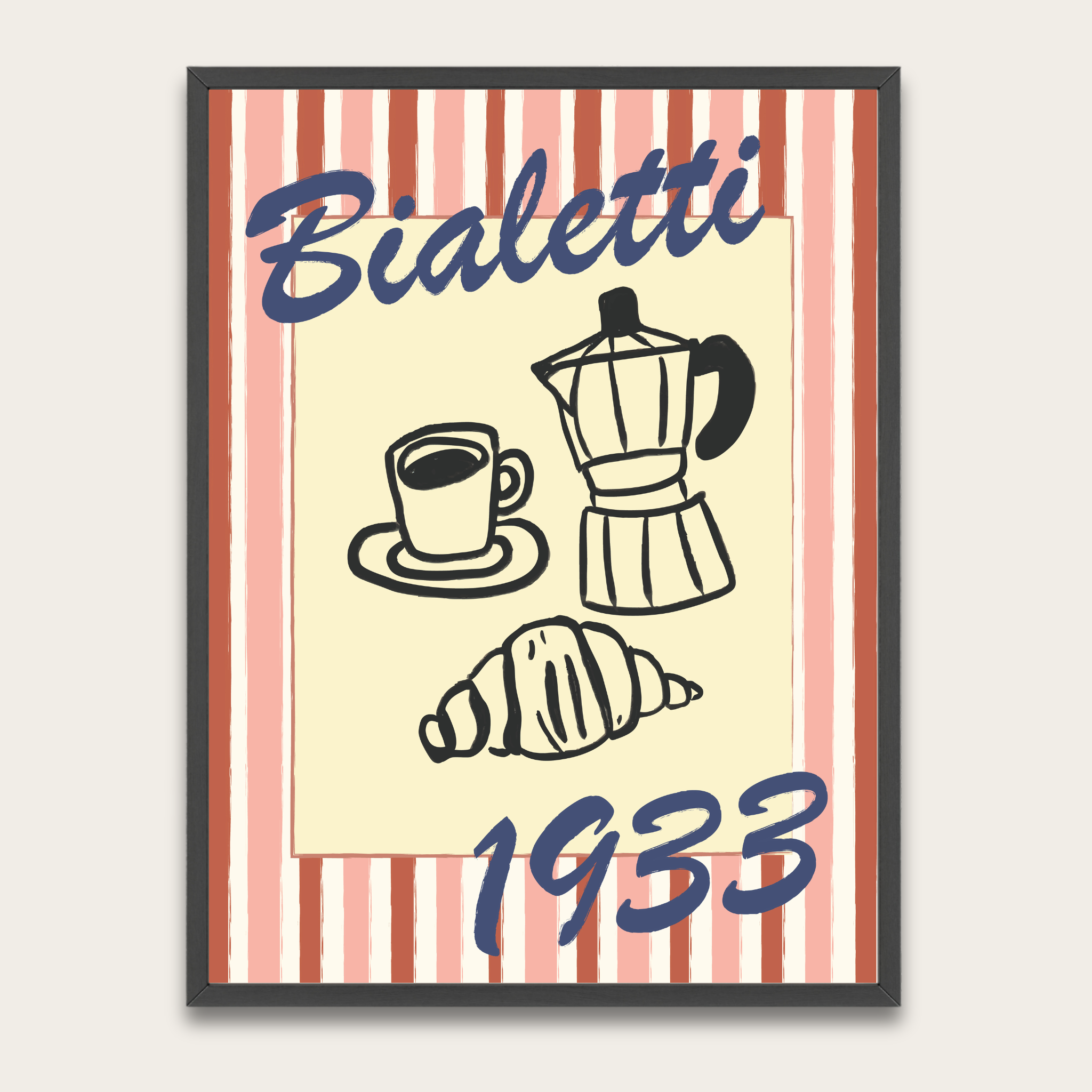 Bialetti 1933 Vintage Coffee Poster — Framed Kitchen Wall Art