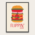 Burger Illustration Poster — Framed Wall Art for Kitchen & Dining