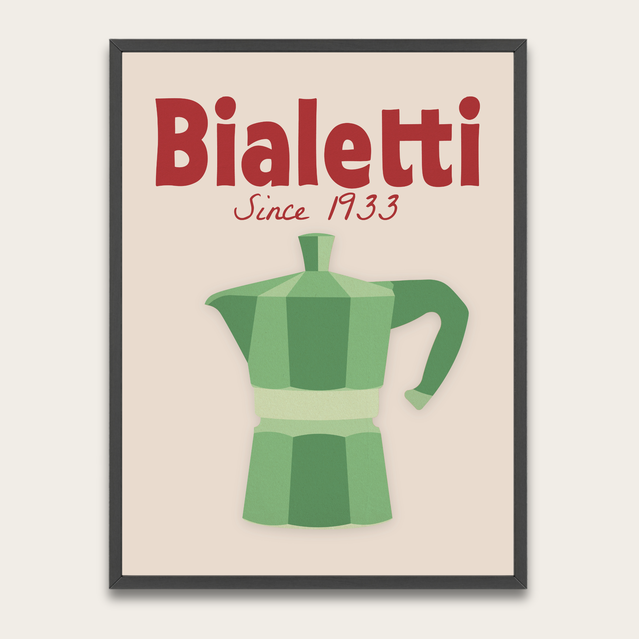 Bialetti Moka Pot Poster — Framed Vintage Coffee Print
