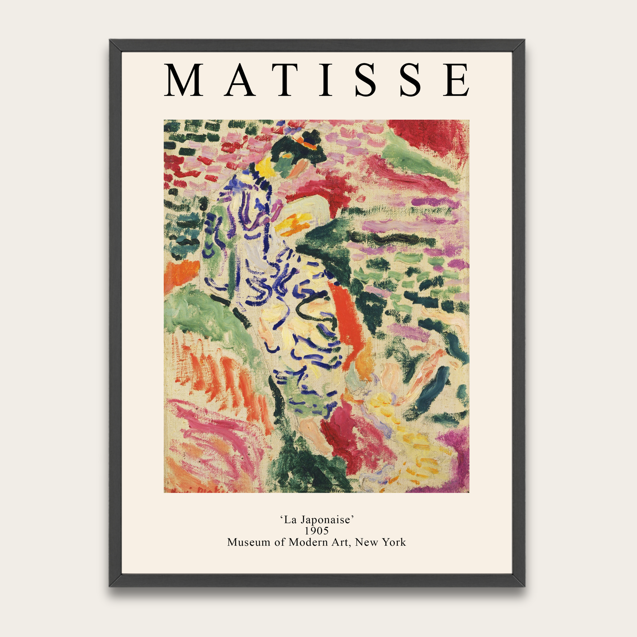 Matisse kunstposter met houten lijst — Vintage museumprint wanddecoratie