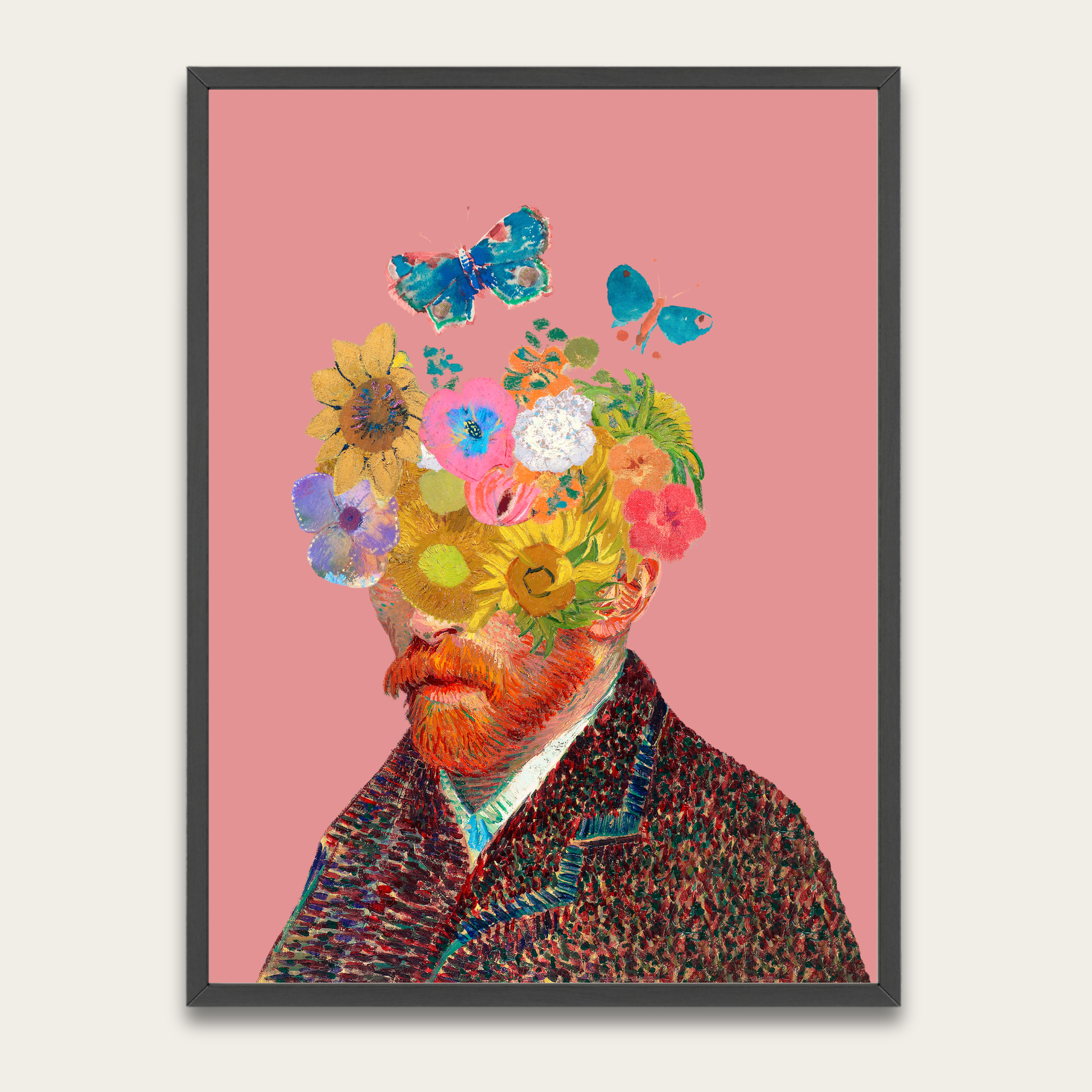 Van Gogh Floral Portrait Poster — Framed Art Print, Colorful Surreal Wall Decor