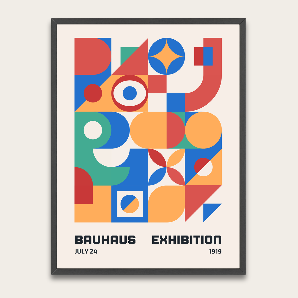 Bauhaus-tentoonstellingsposter — Ingelijste geometrische kunstprint