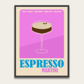 Espresso Martini Poster — Retro Cocktail Print with Wooden Frame