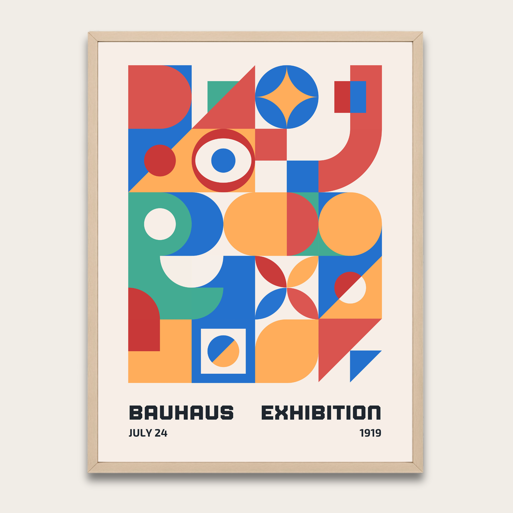 Bauhaus-tentoonstellingsposter — Ingelijste geometrische kunstprint