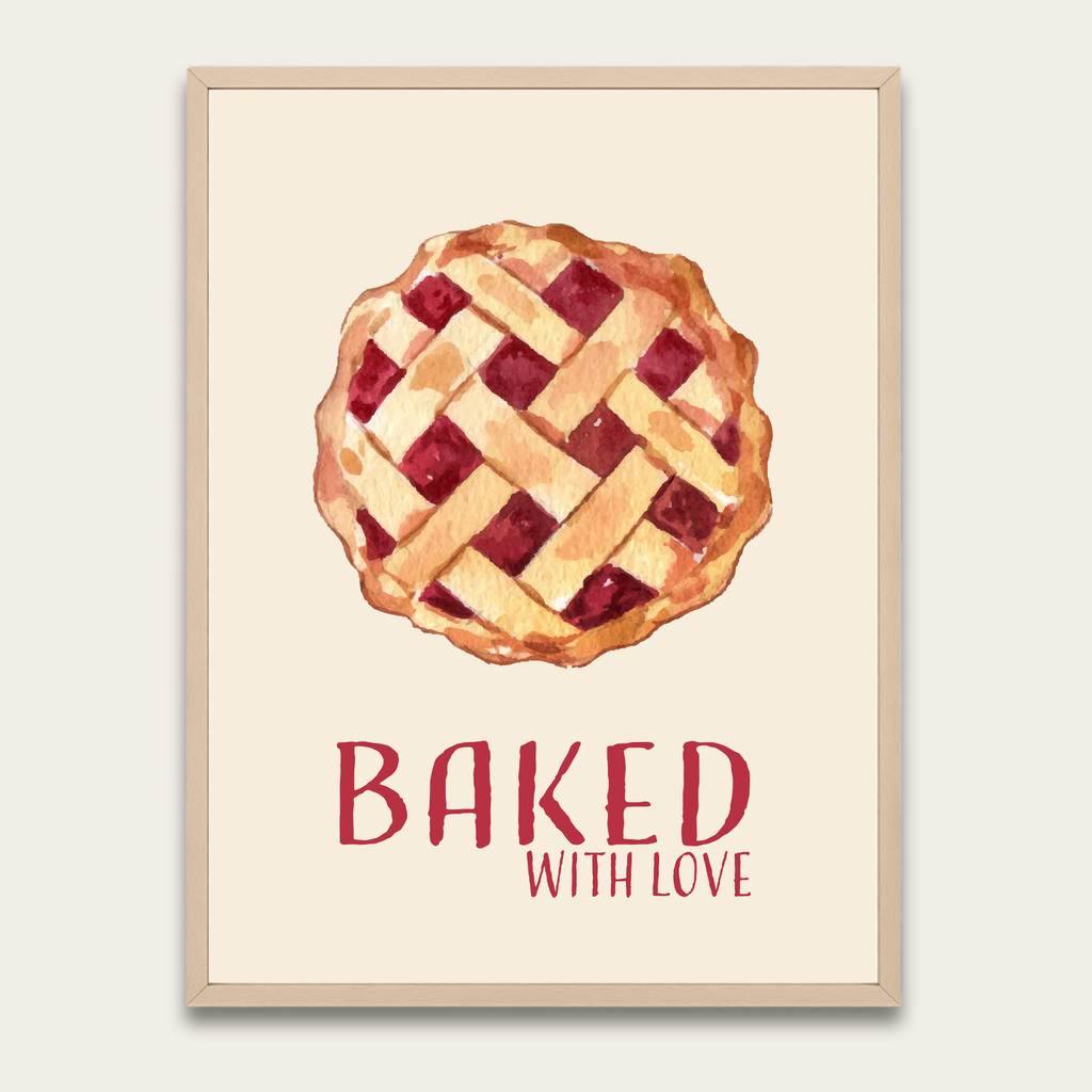 Baked With Love Pie Kitchen Poster — Framed Wall Art