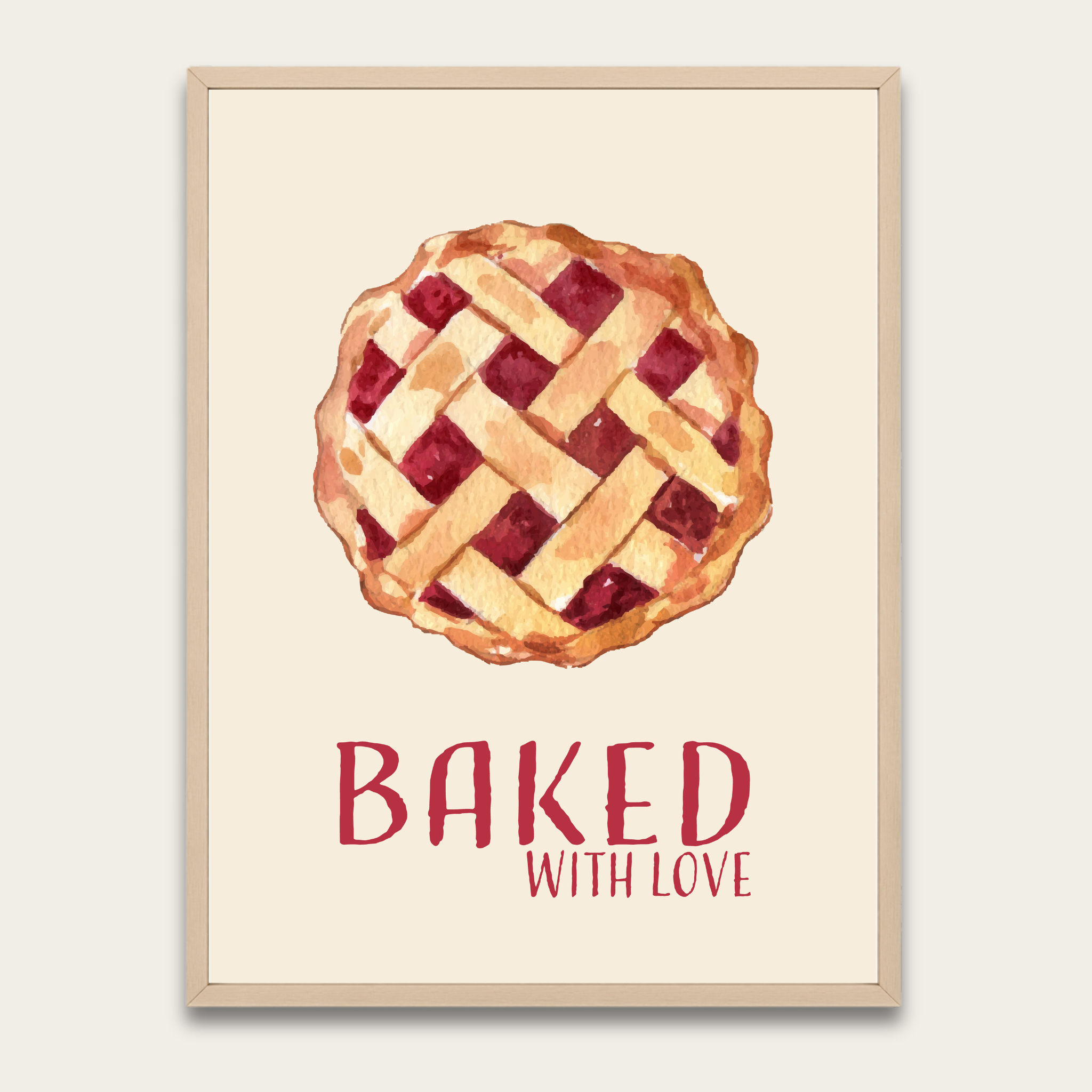 Baked With Love Pie Kitchen Poster — Framed Wall Art