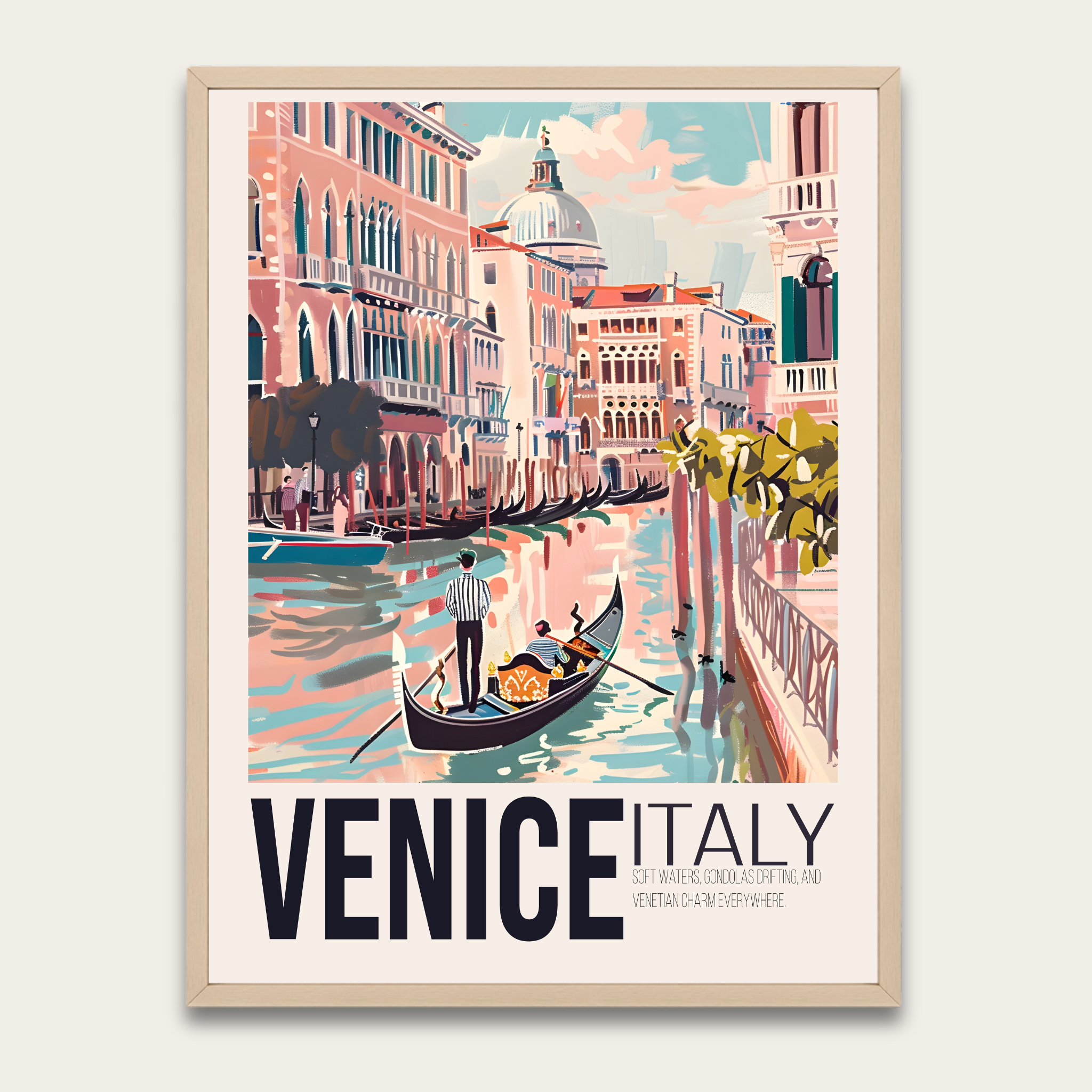 Venice Italy Vintage Travel Poster — Framed Art Print
