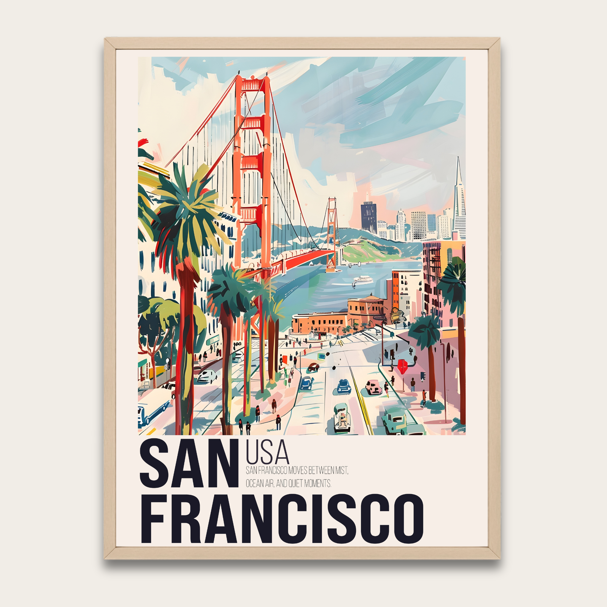 Vintage reisposter van San Francisco — Ingelijste wanddecoratie