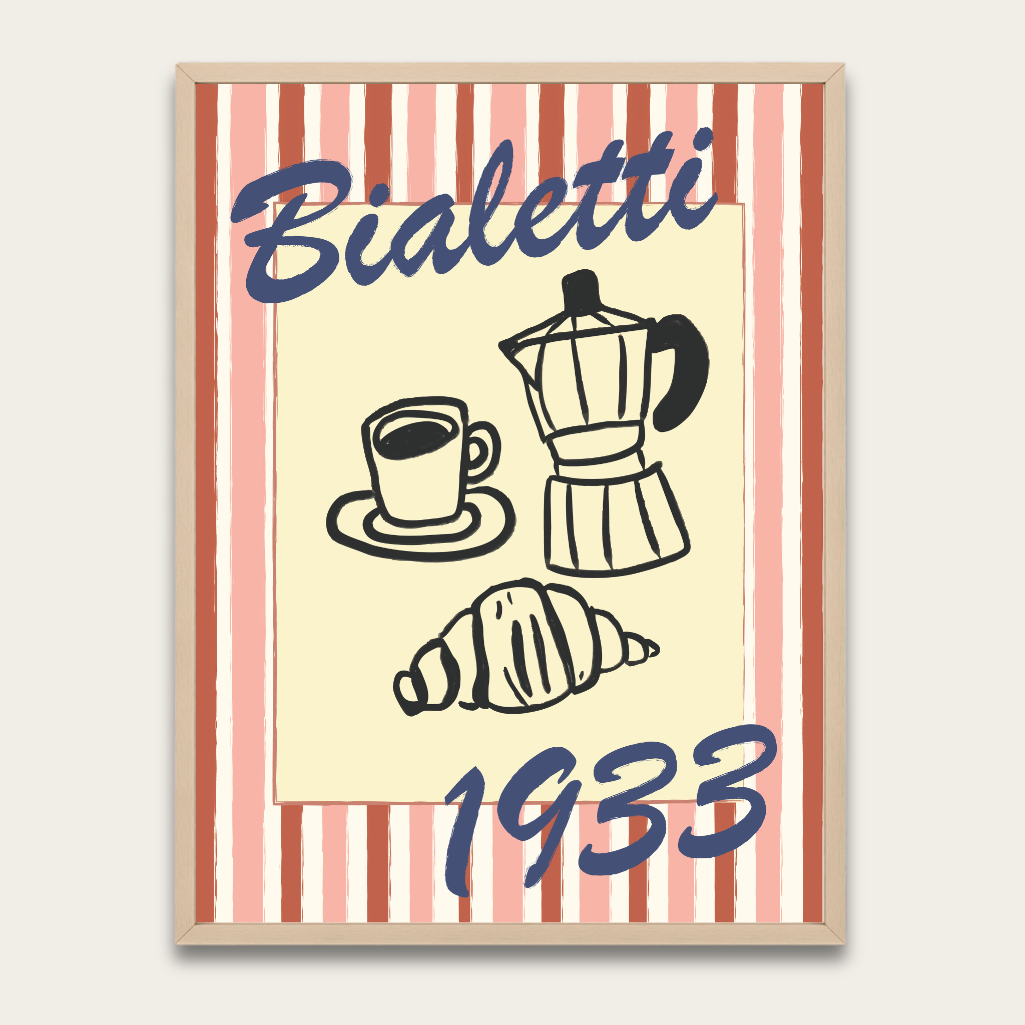 Bialetti 1933 Vintage Coffee Poster — Framed Kitchen Wall Art