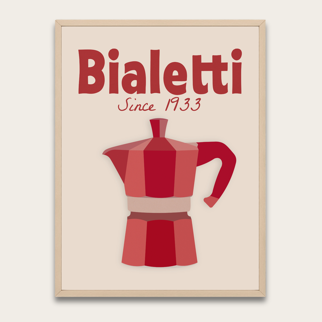 Bialetti Moka Pot Poster — Framed Coffee Kitchen Wall Art