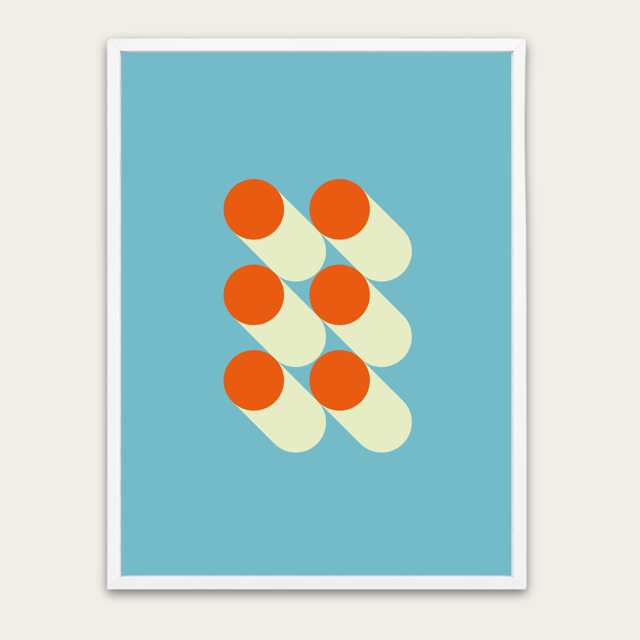 Bauhaus Geometric Poster Frame — Retro Orange & Teal Wall Art