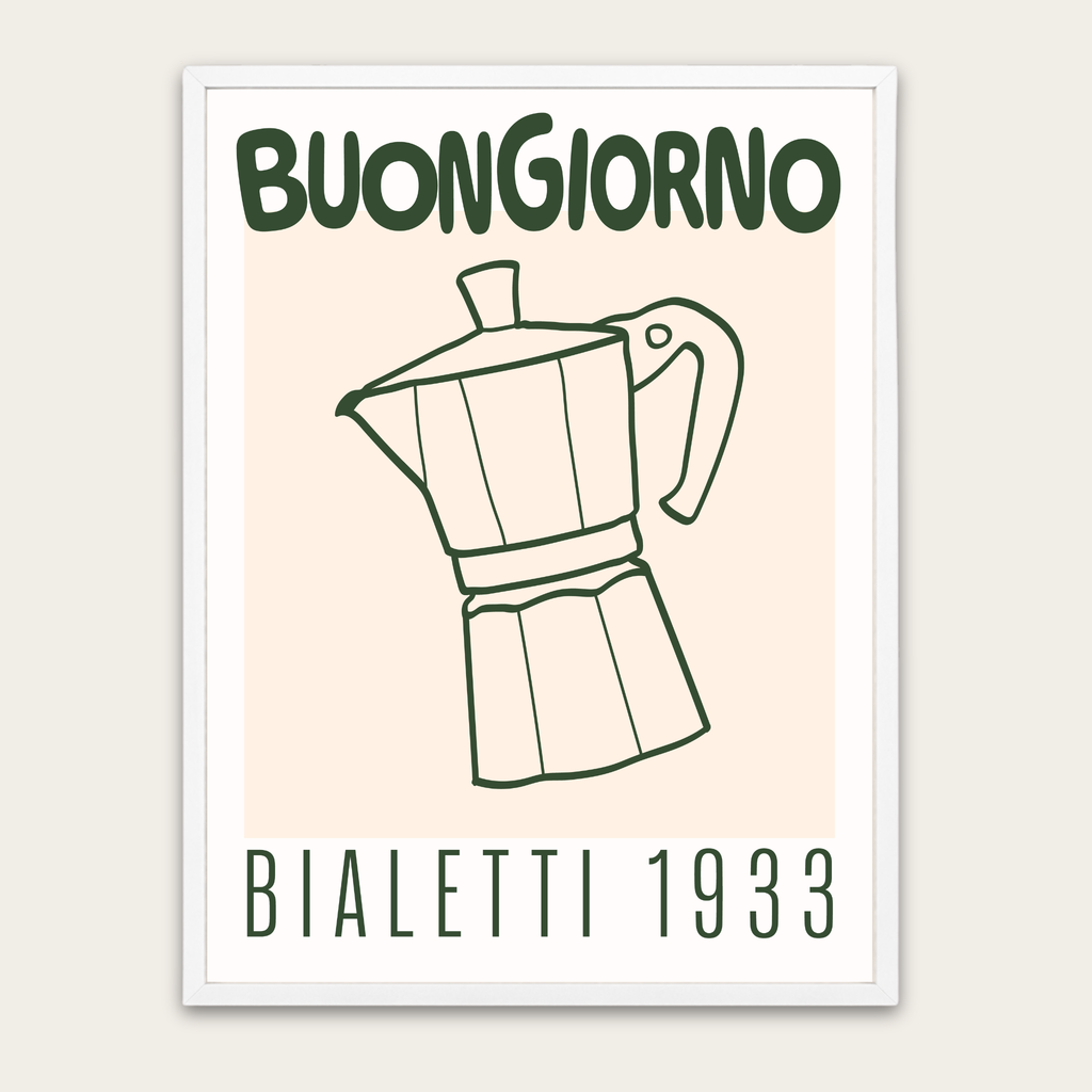 Buongiorno Moka Coffee Poster — Bialetti 1933 Framed Wall Art