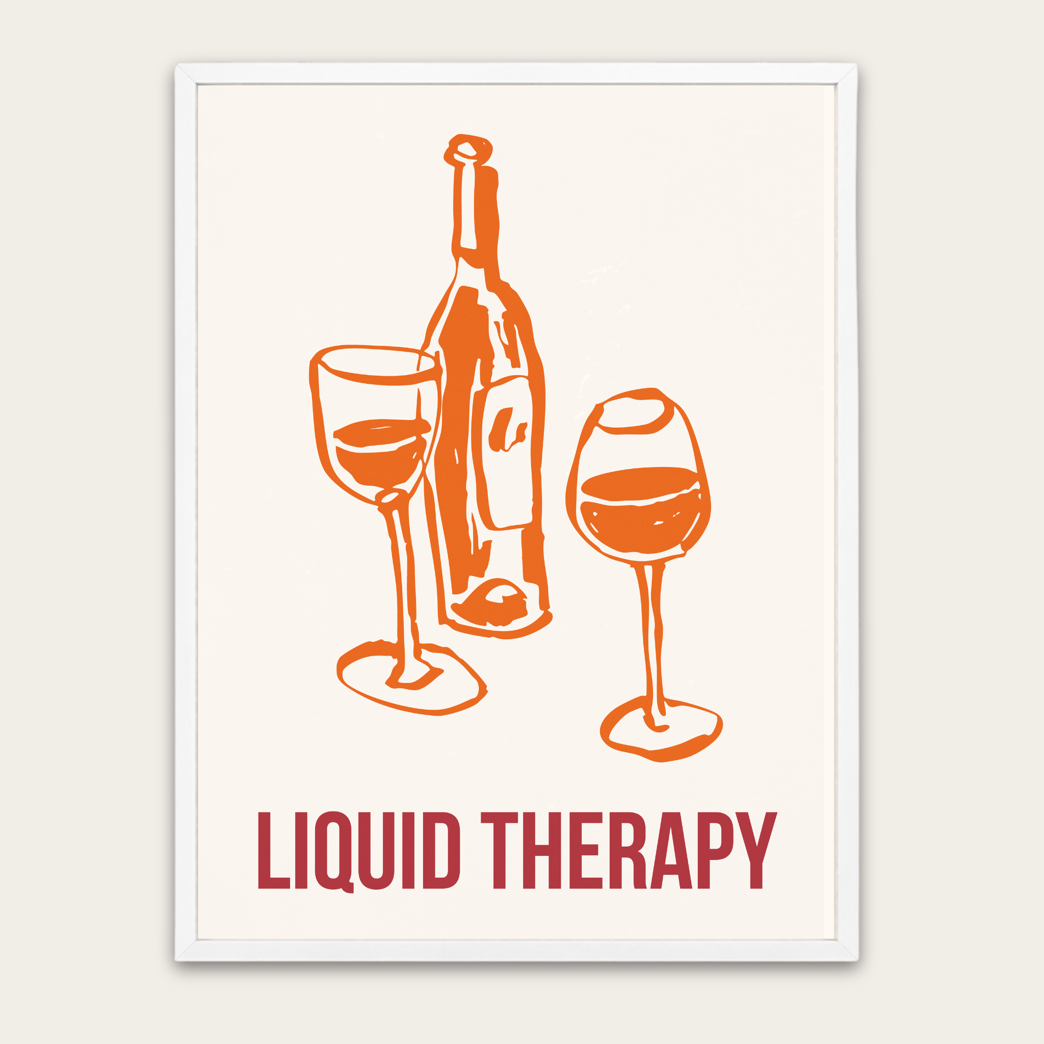 Poster — "Liquid Therapy" Wine Art Print with Wooden Frame