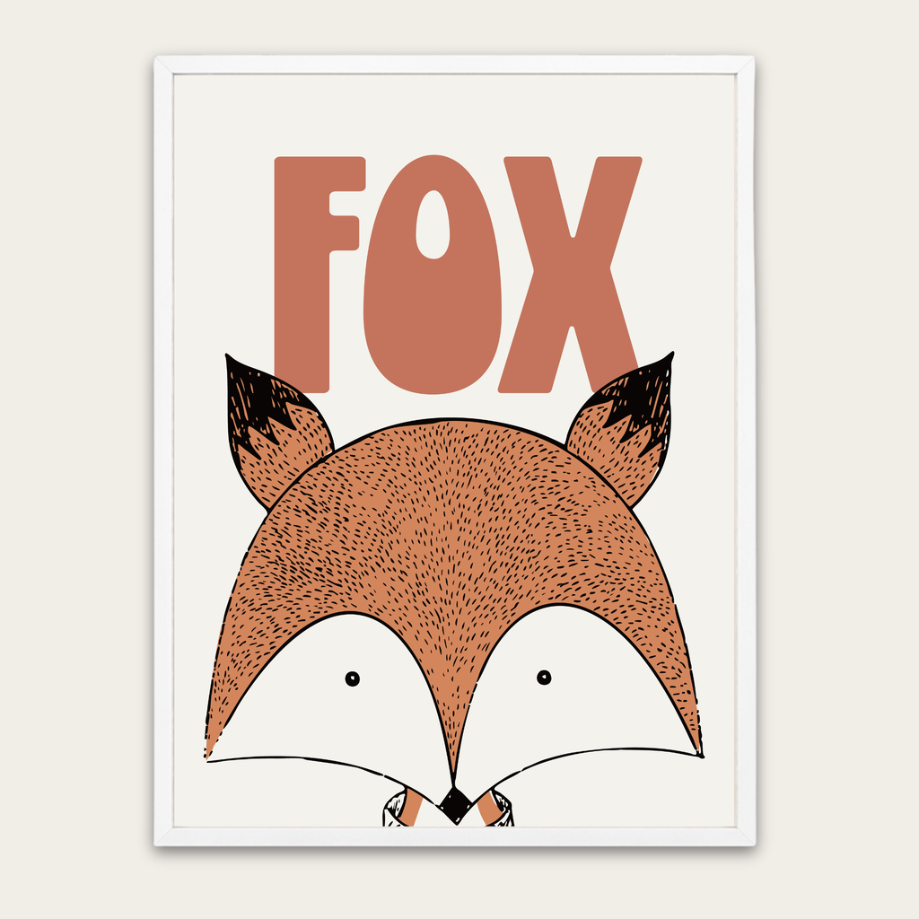 Vos kinderkamerposter met houten frame — Leuke vossen muurdecoratie