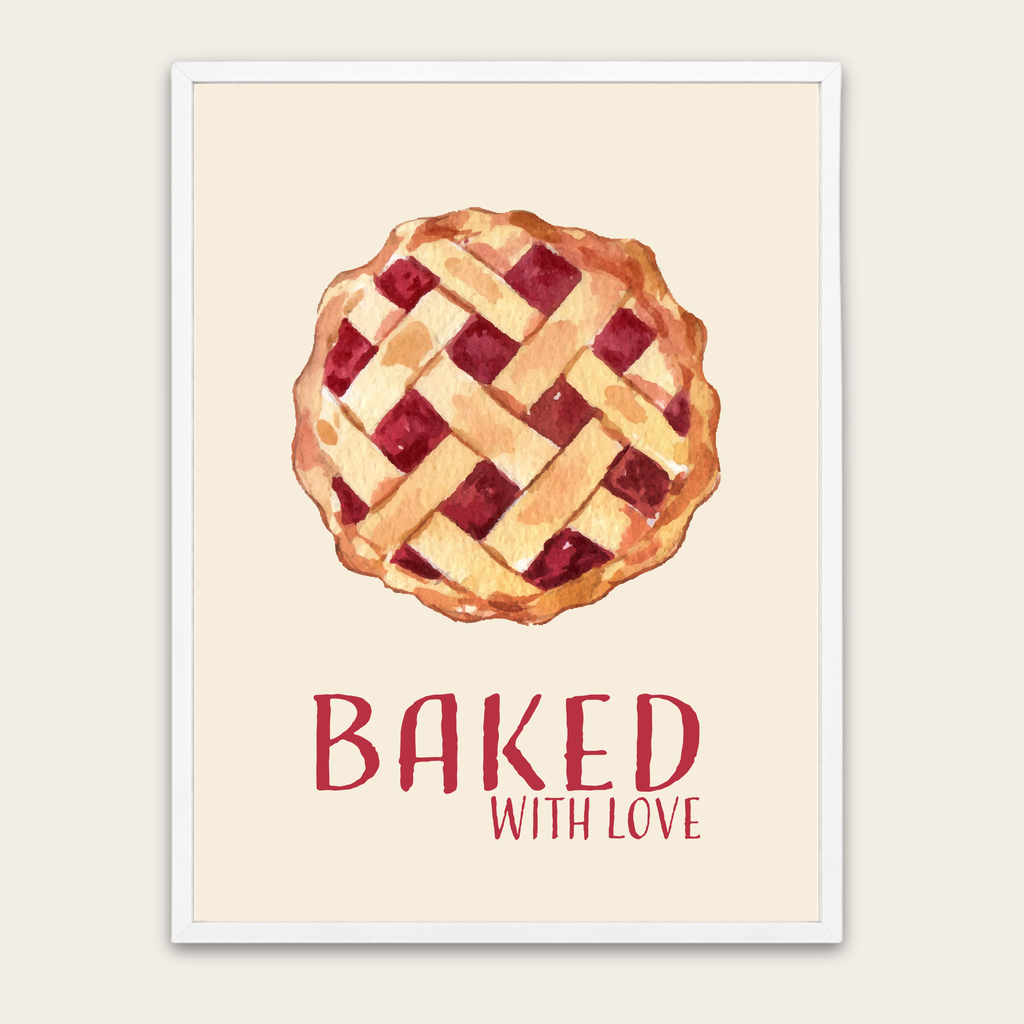 Baked With Love Pie Kitchen Poster — Framed Wall Art