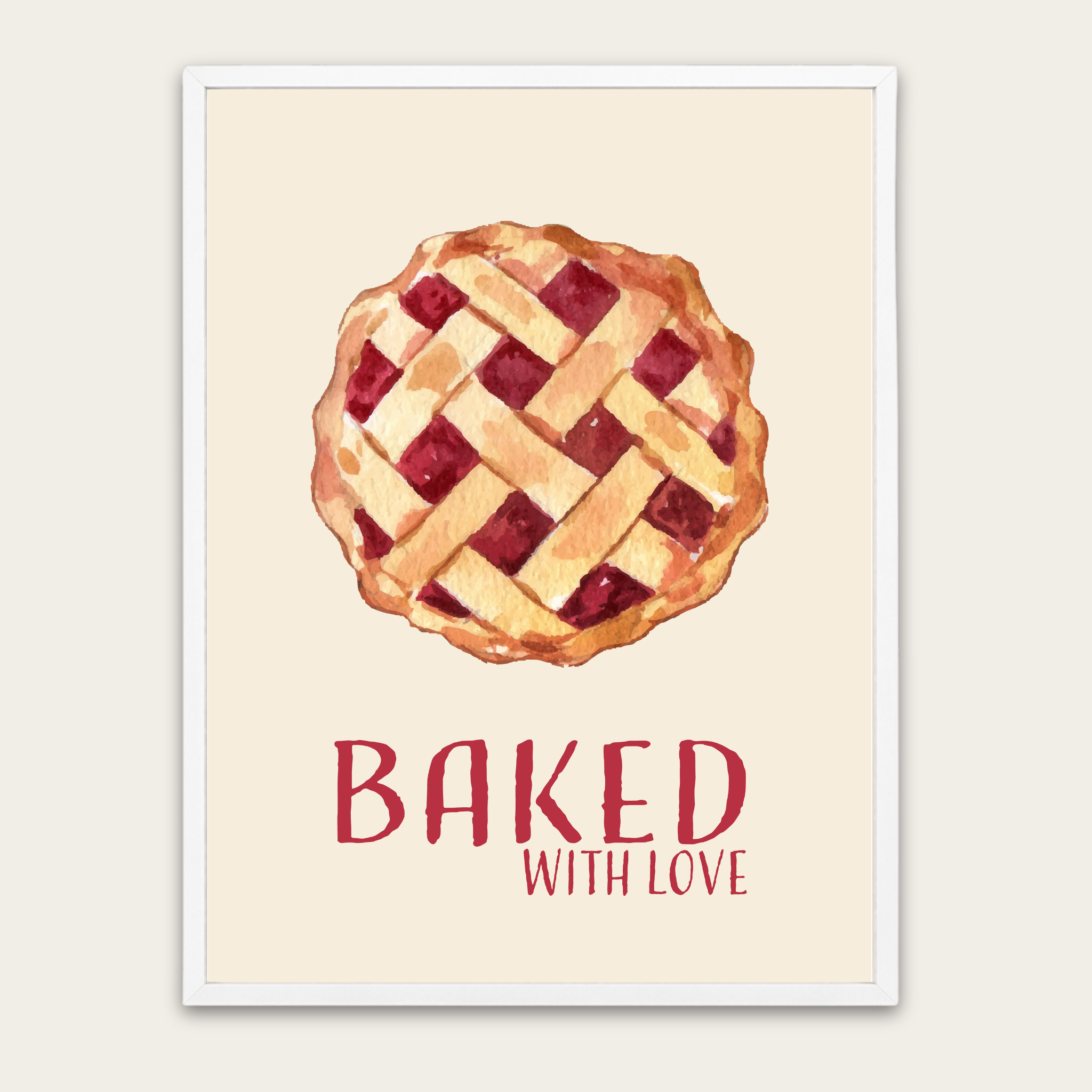 Baked With Love Pie Kitchen Poster — Framed Wall Art