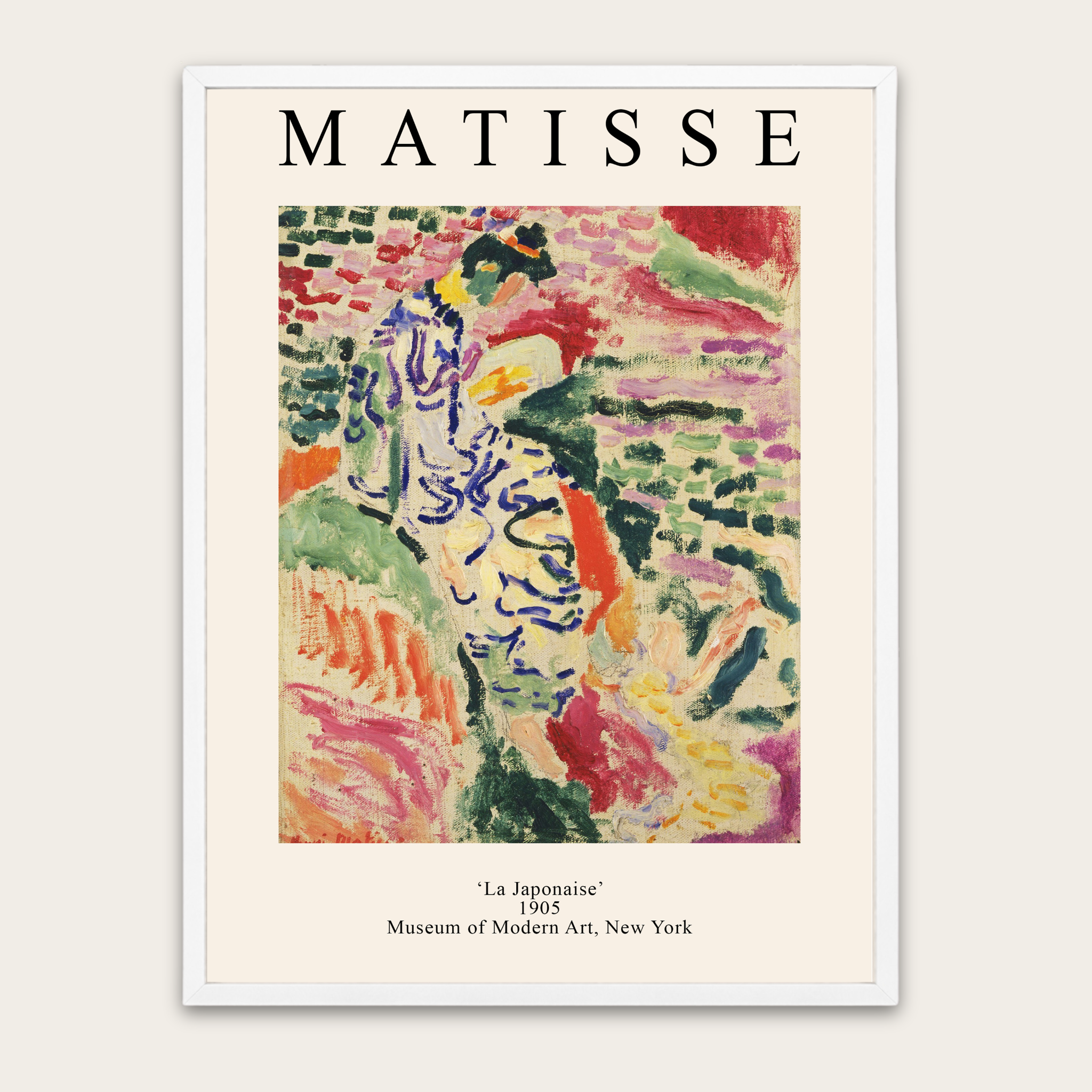 Matisse kunstposter met houten lijst — Vintage museumprint wanddecoratie