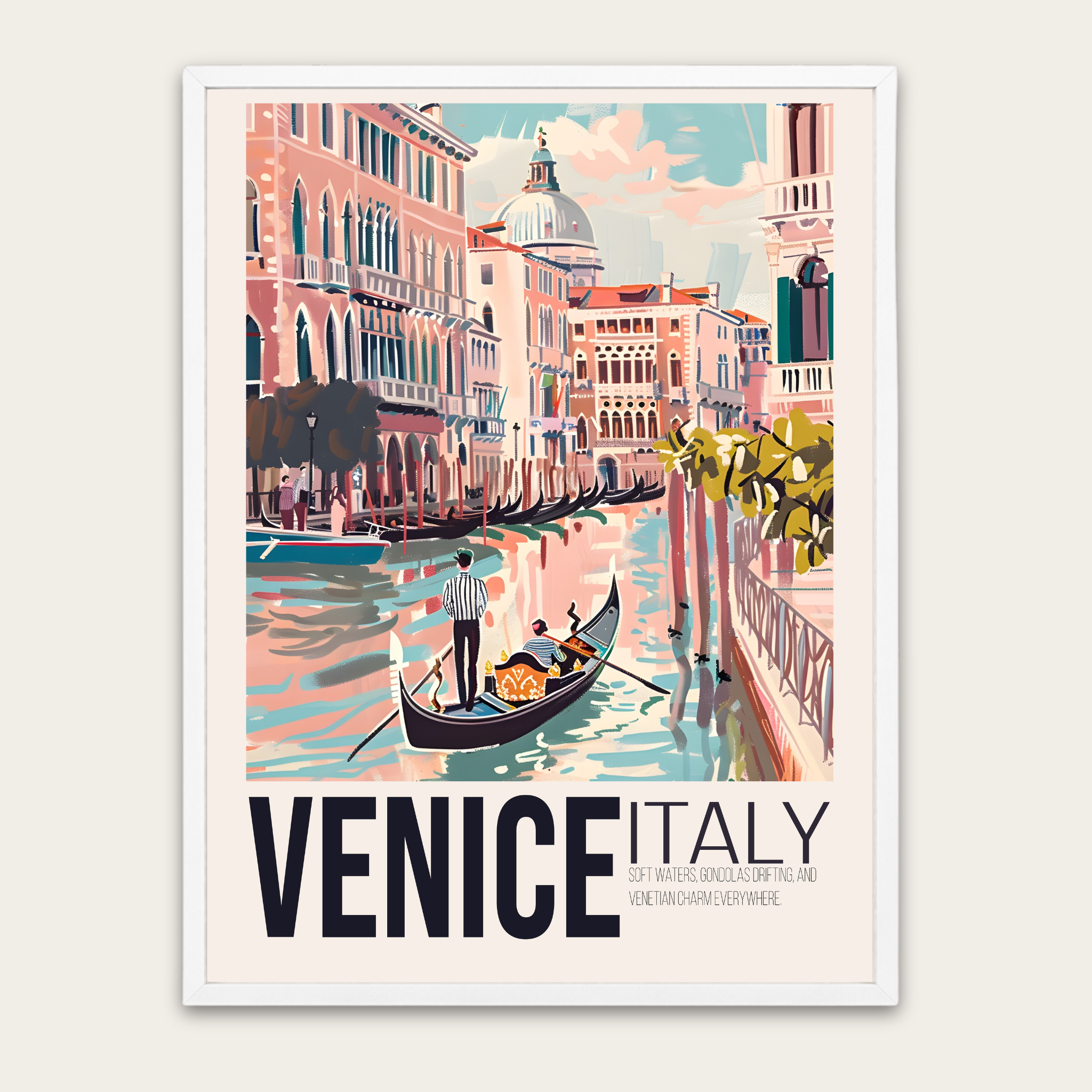 Venice Italy Vintage Travel Poster — Framed Art Print