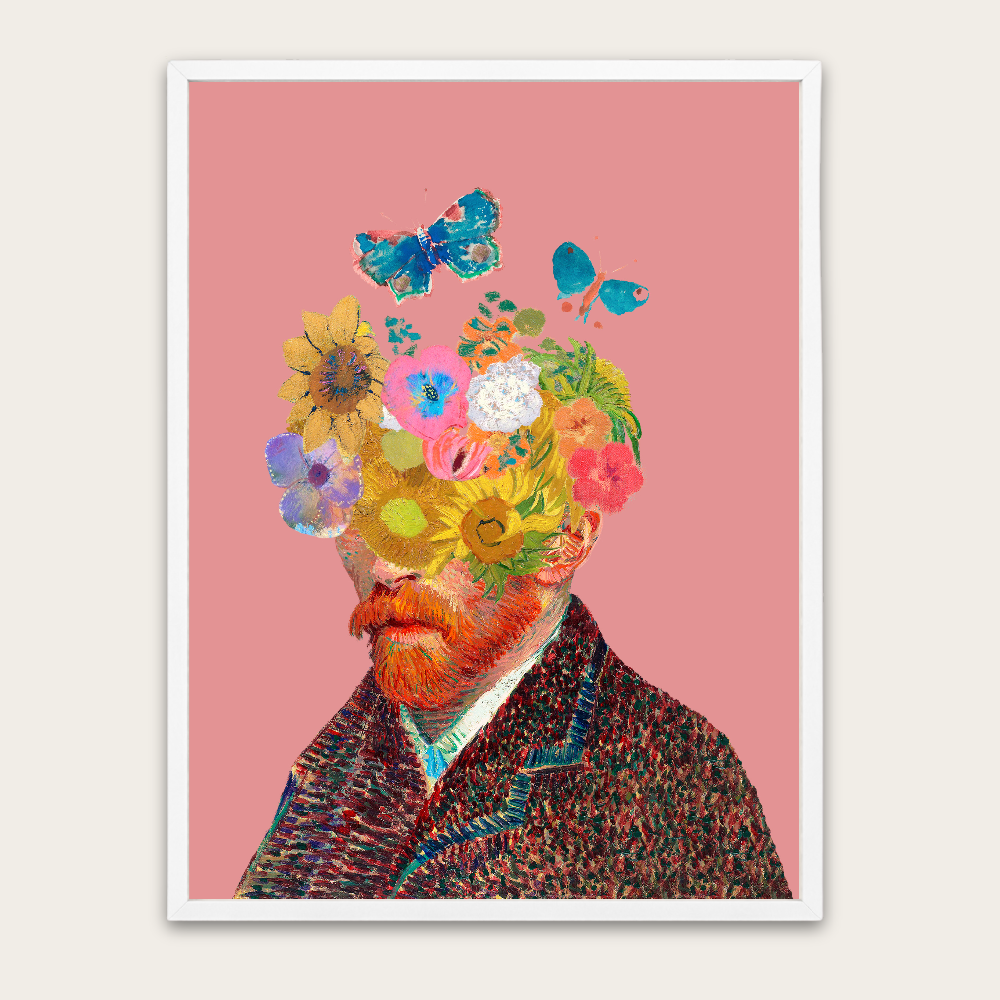 Van Gogh Floral Portrait Poster — Framed Art Print, Colorful Surreal Wall Decor