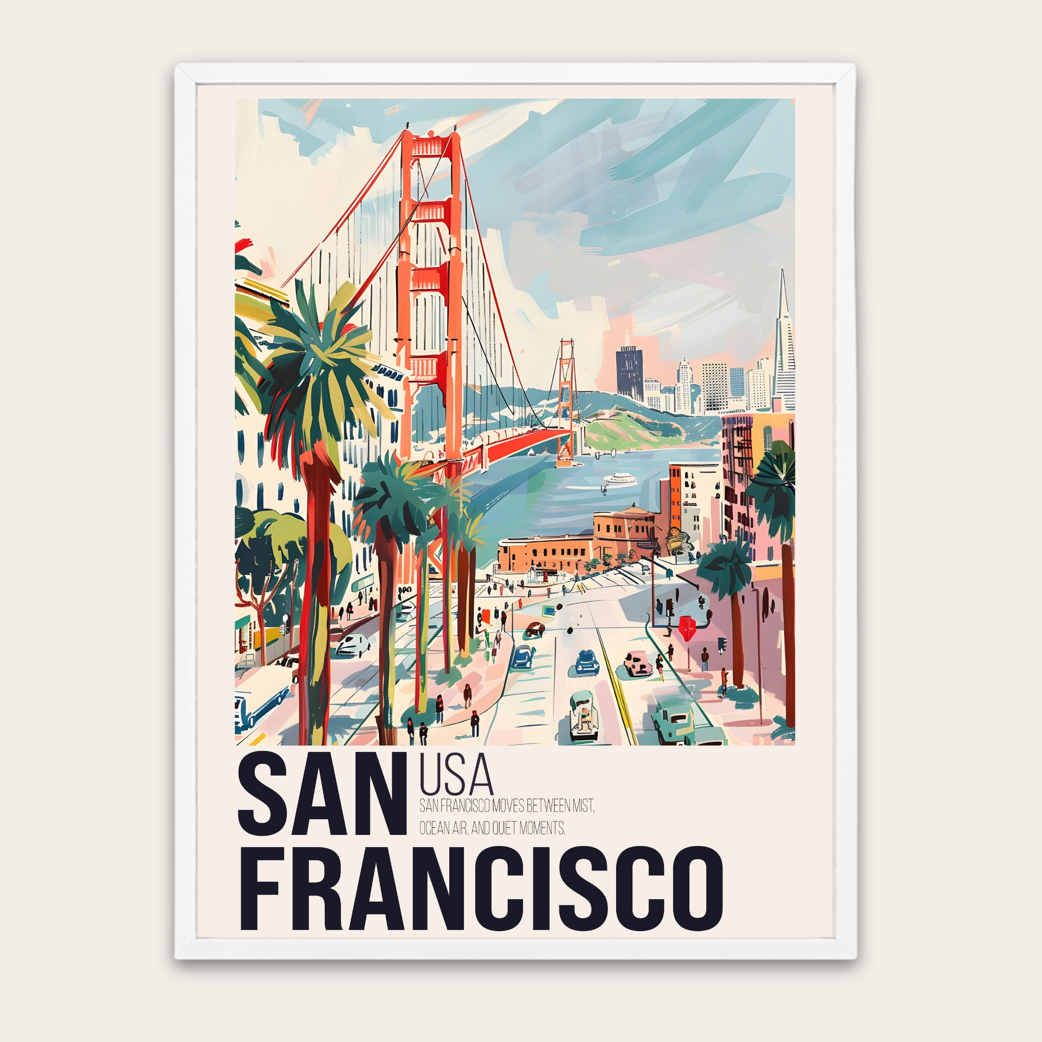 Vintage reisposter van San Francisco — Ingelijste wanddecoratie
