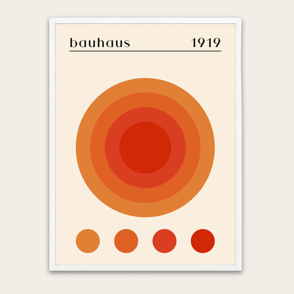 Bauhaus 1919 Geometric Art Poster with Wooden Frame