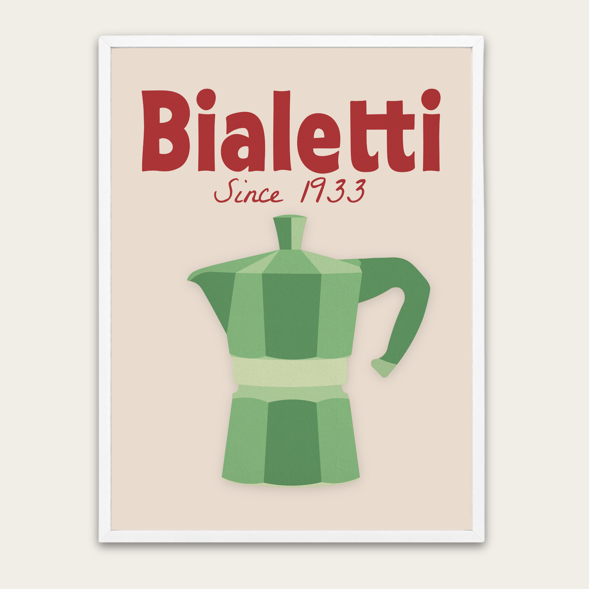 Bialetti Moka Pot Poster — Framed Vintage Coffee Print