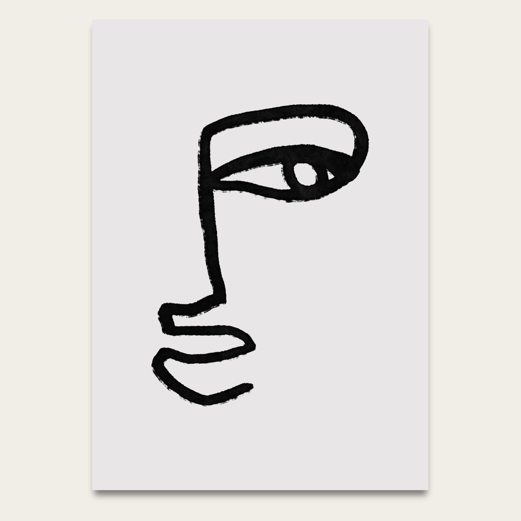 Minimal Line Face Poster — Abstract Monochrome Wall Art