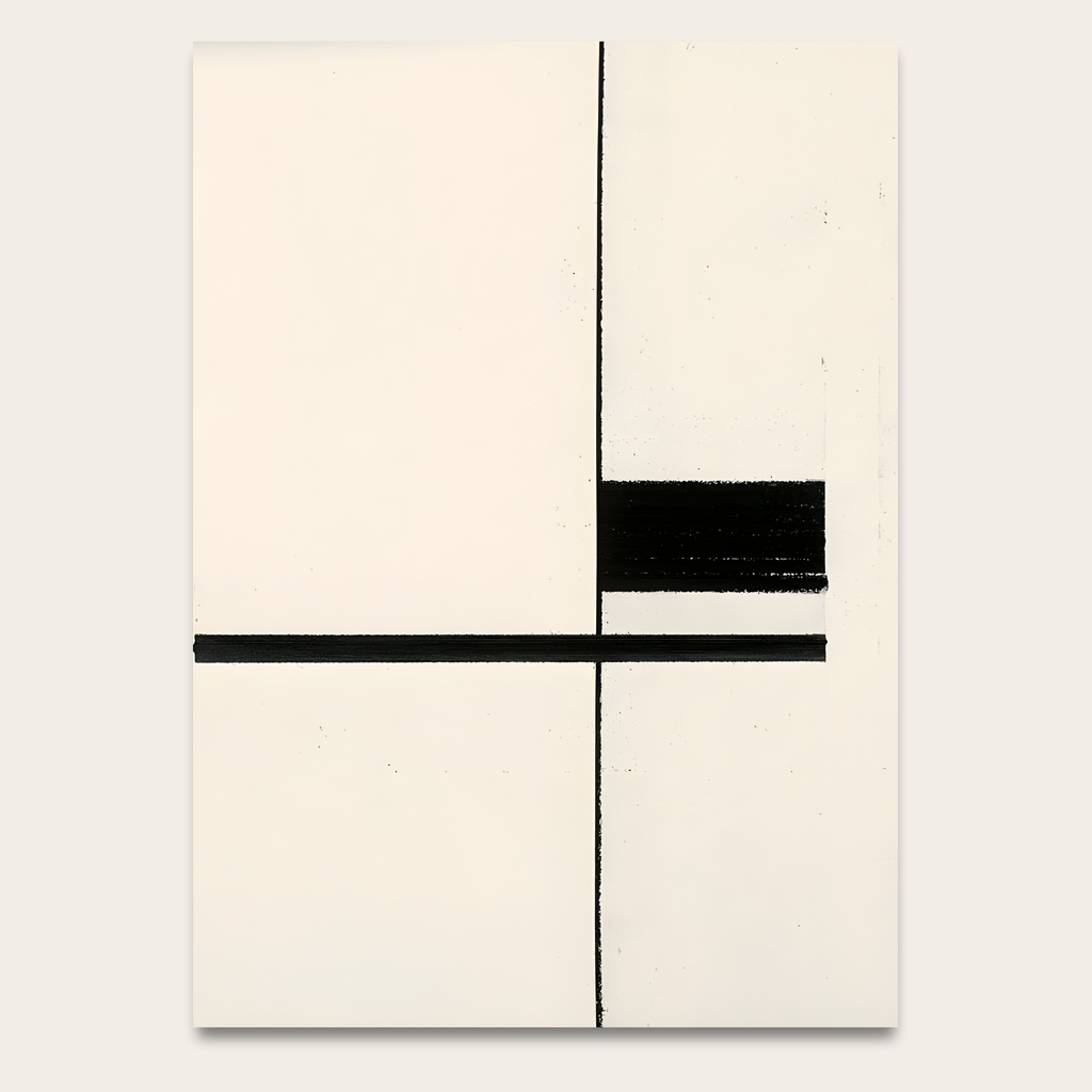 Minimalist Black & White Geometric Poster — Modern Line Art Wall Print
