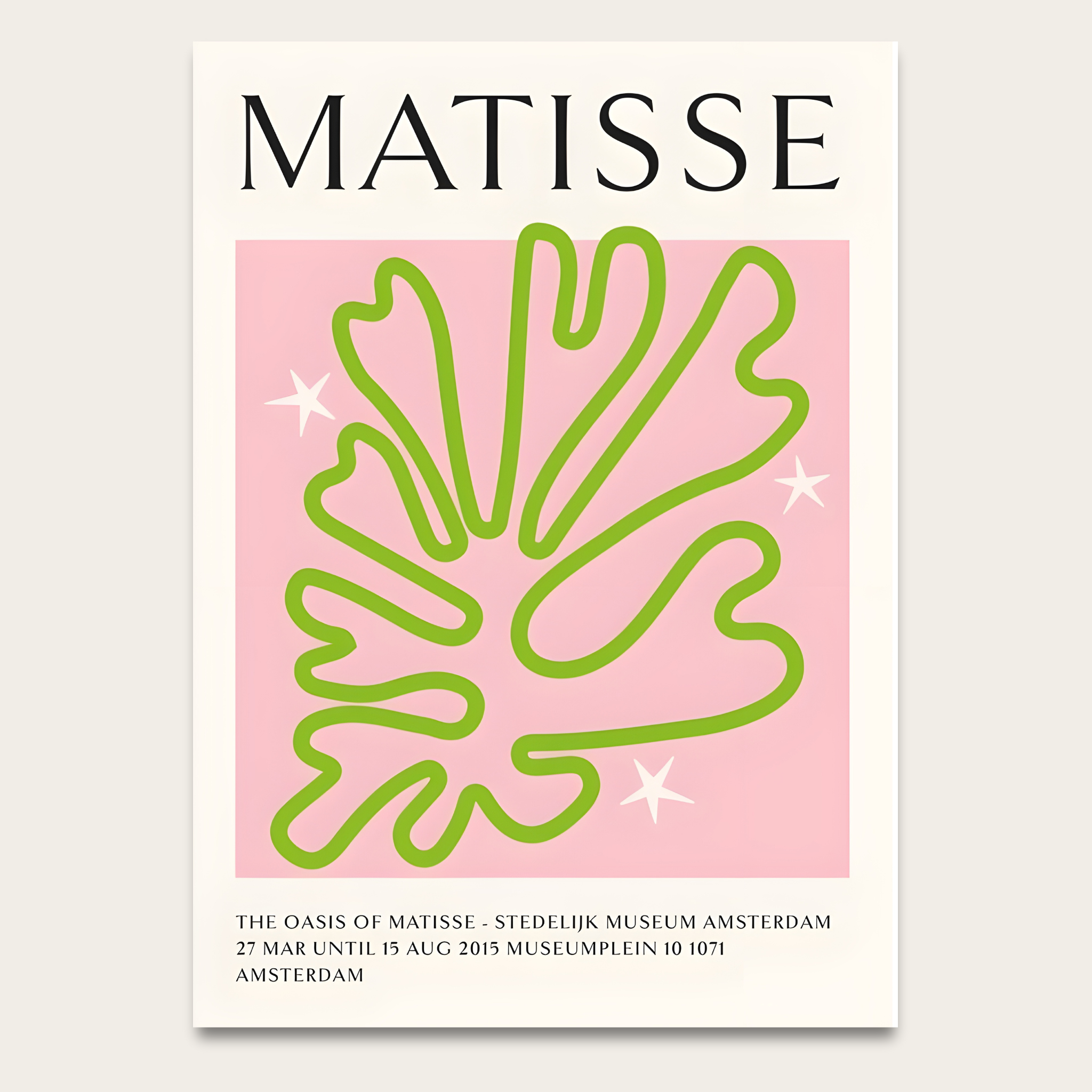 Matisse-Inspired Leaf Art Poster — Pink & Lime Modern Wall Print