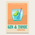 Gin & Tonic Cocktail Poster — Vintage Bar Art Print