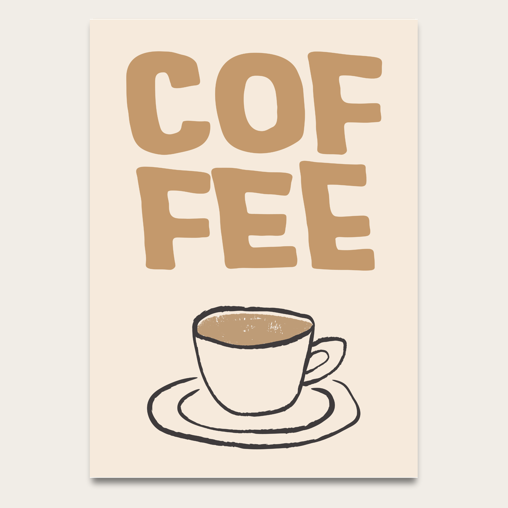 Coffee Poster — Minimal Beige Coffee Cup Wall Art