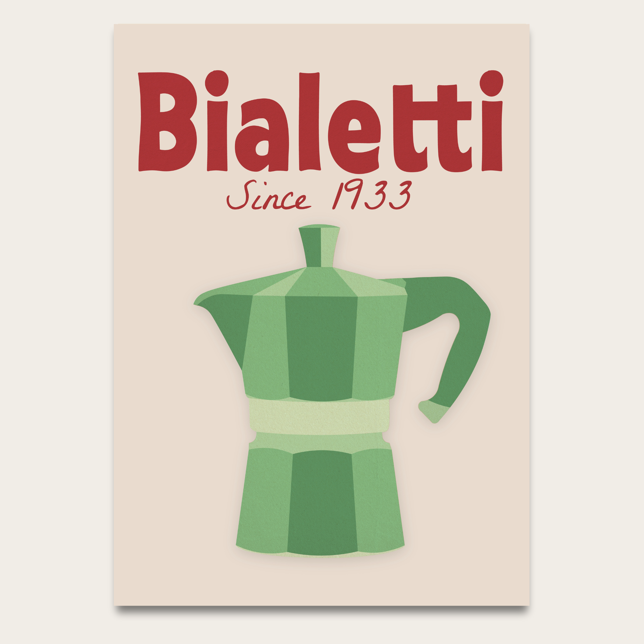 Bialetti Moka Pot Poster — Vintage Italian Coffee Kitchen Wall Art