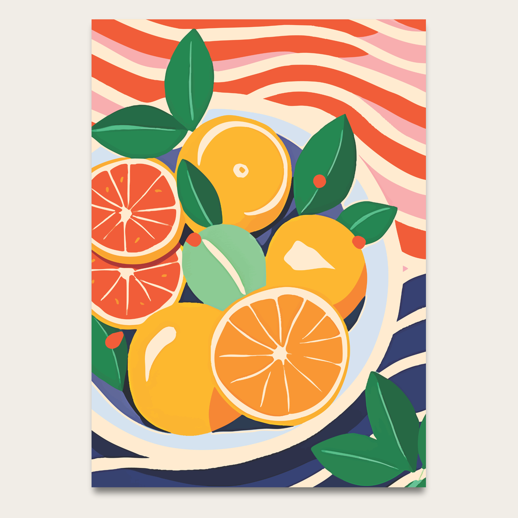 Citrus Fruit Poster — Vibrant Orange Wall Art