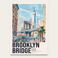 Brooklyn Bridge Vintage Travel Poster Print – Retro NYC Wall Art