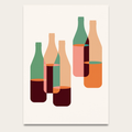 Minimalist Wine Bottle Poster — Midcentury Modern Kitchen Bar Art Print
