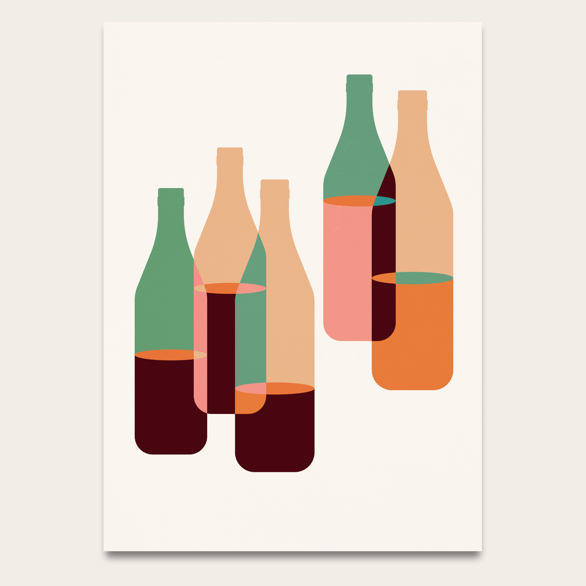 Minimalist Wine Bottle Poster — Midcentury Modern Kitchen Bar Art Print