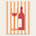 Wine Bottle & Glass Poster — Minimalist Retro Kitchen Wall Art
