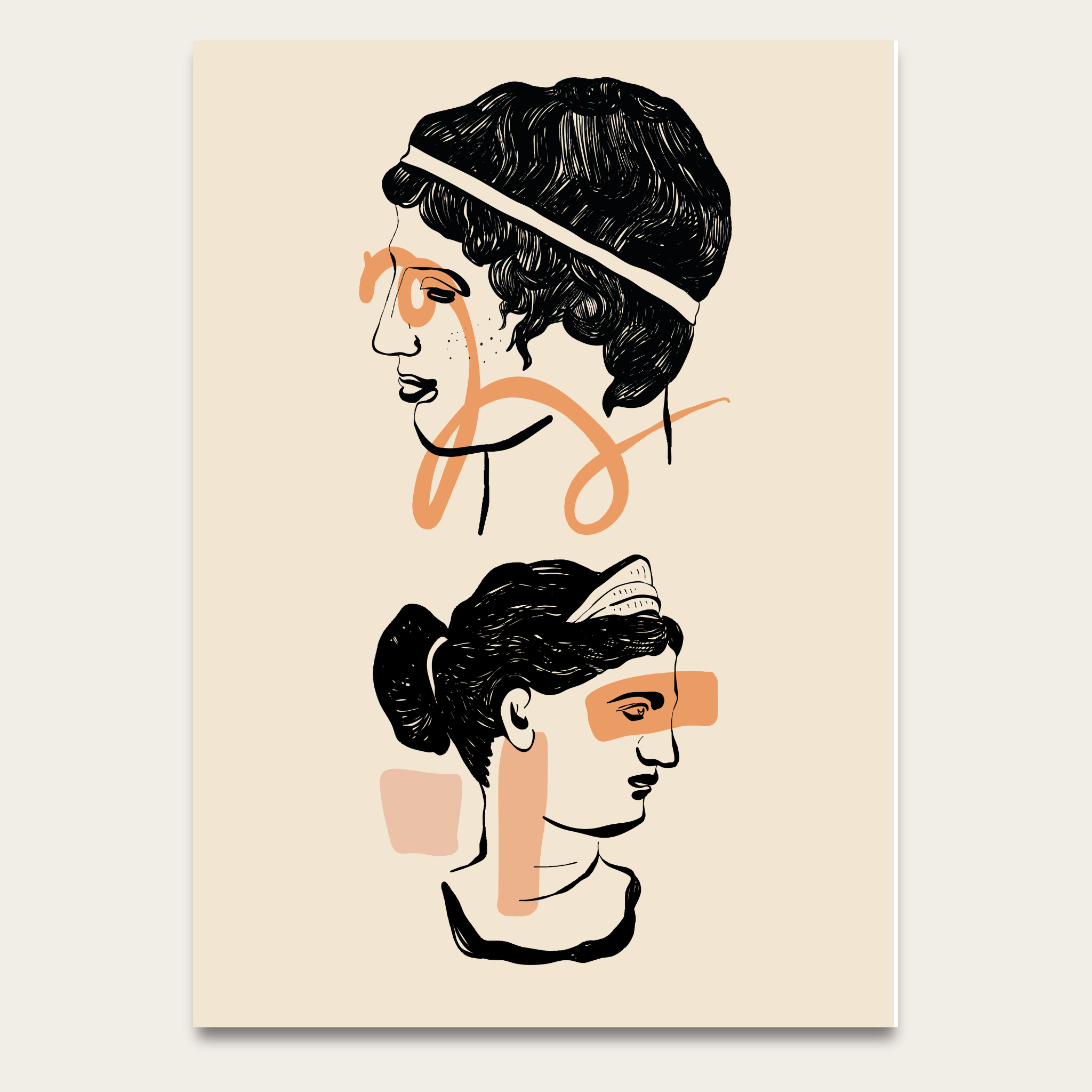 Minimalist Abstract Classical Bust Poster – Modern Line Art Wall Print