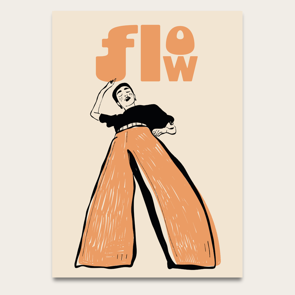 Flow Retro Art Poster — Vintage Style Femme Figure Wall Print
